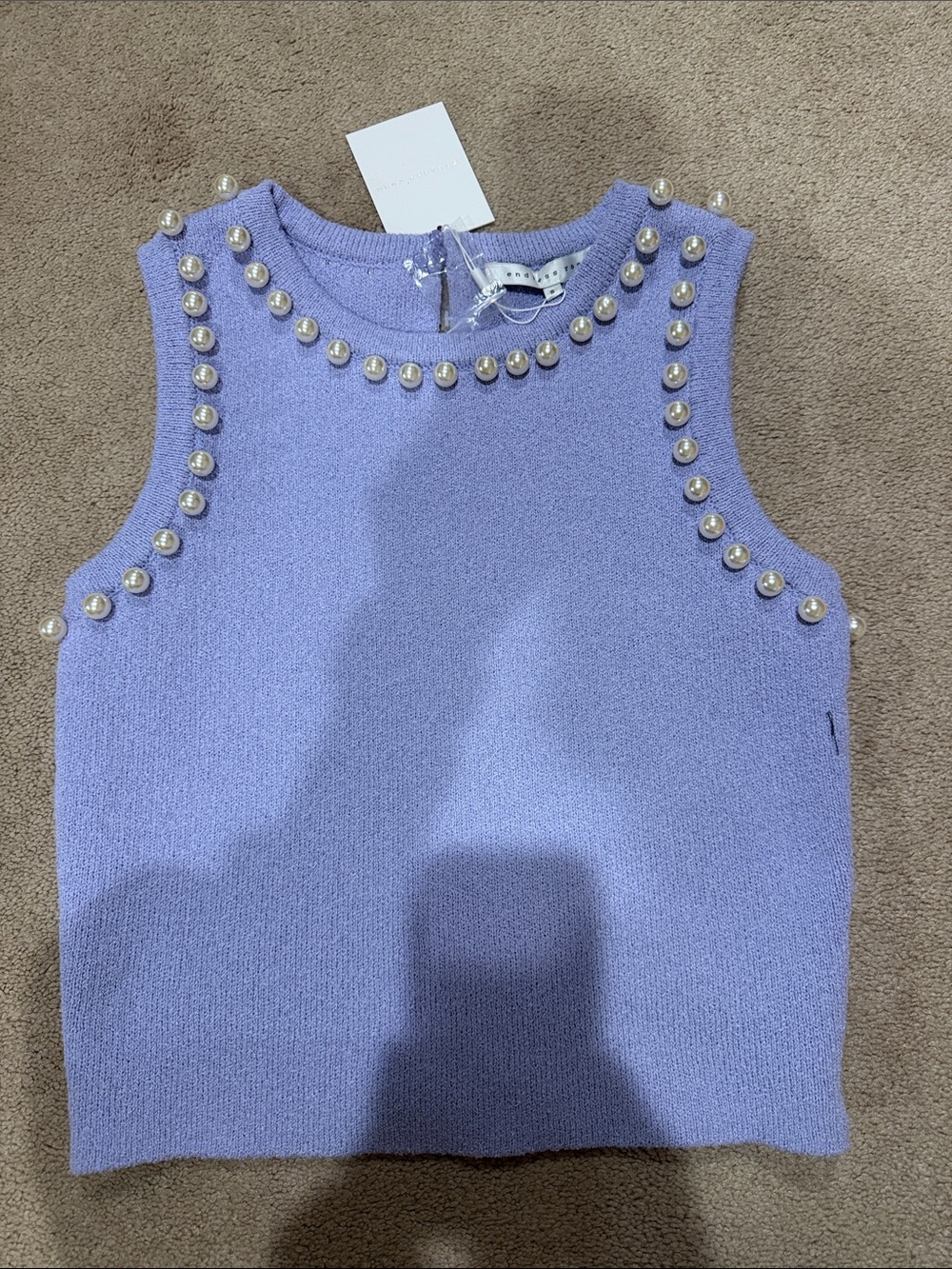 Endless Rose Lavender Pearl-Trim Knit Tank
